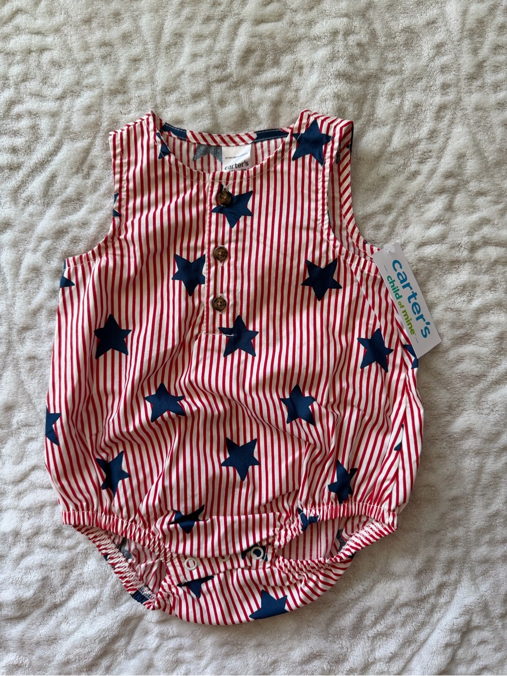 Carter’s Baby 3-6M Red White Blue Stars Stripes Patriotic Bubble Romper NWT